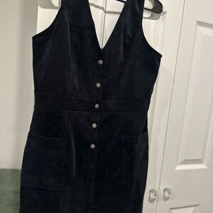 Francesca's Collections Black Button-Front Mini Dress